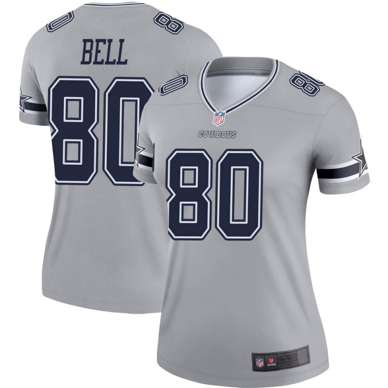 2020 Nike NFL Women Dallas Cowboys #80 Blake Bell Gray Legend Inverted Jersey->women nfl jersey->Women Jersey